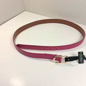 NWT LAUREN Ralph Lauren Raspberry Pink XL Belt Gold Buckle Designer Holiday Gift